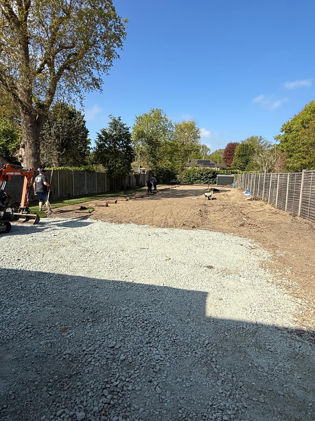 Garden cleared and levelled, ready for preparation — lawn renovation project by Gardner Contract Services
