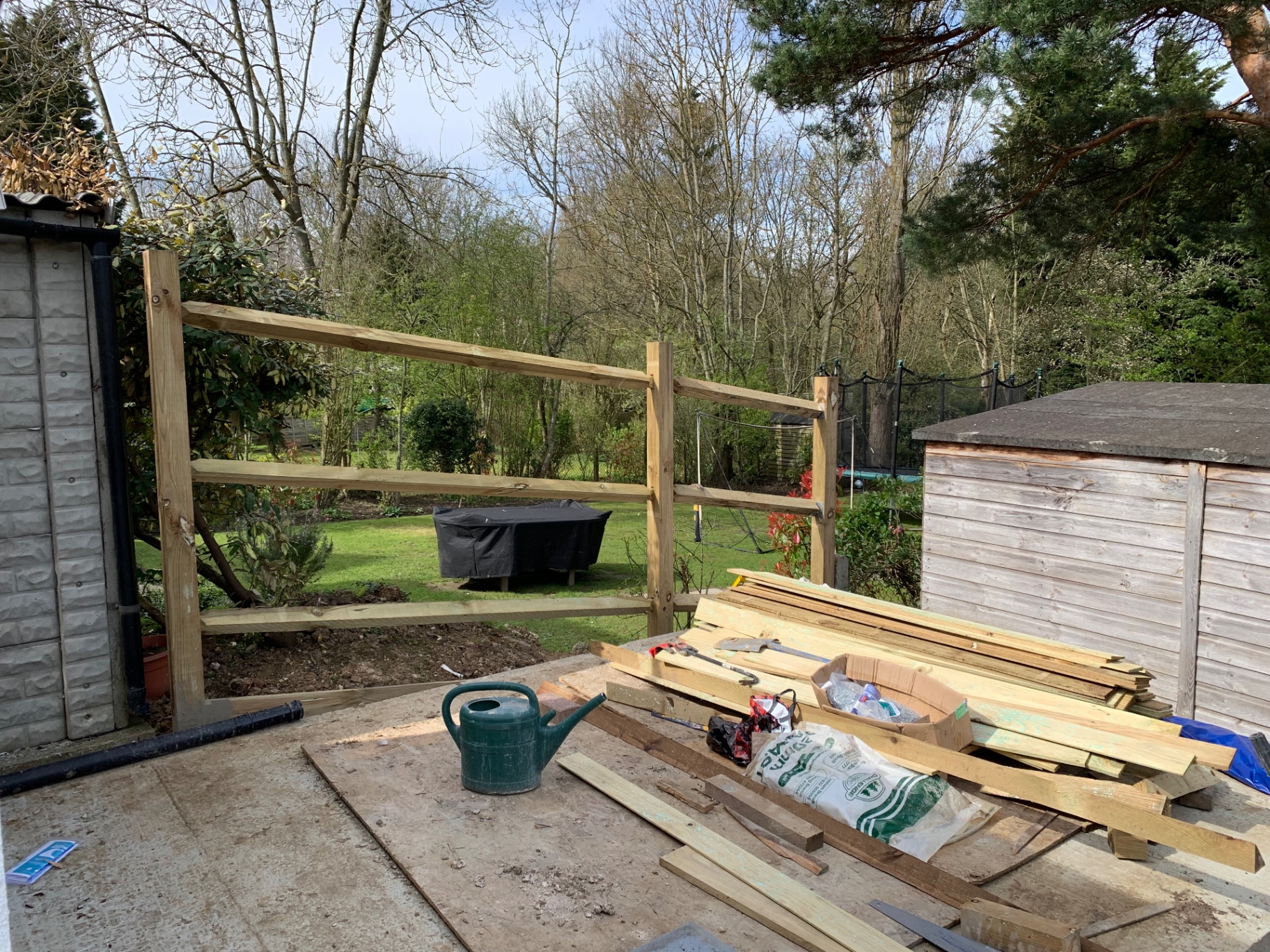 New posts and arris rails set out, ready for feather-edge boarding — Petts Wood fencing project by Gardner Contract Services